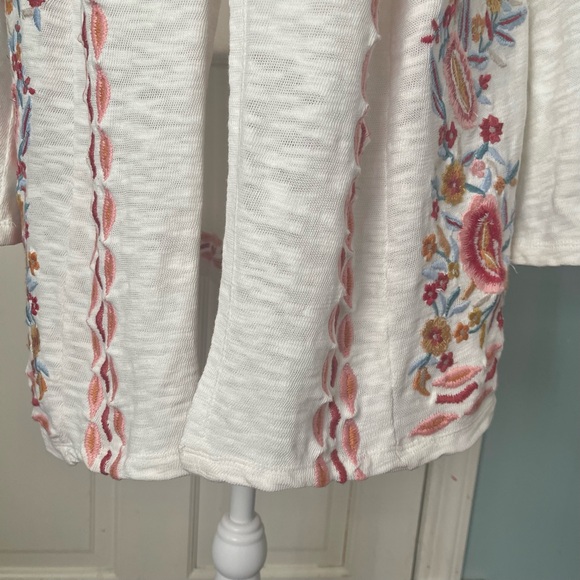 Soft Surroundings Embroidered Hoodie Sweater Small Cotton Boho Cottagecore - Picture 6 of 15